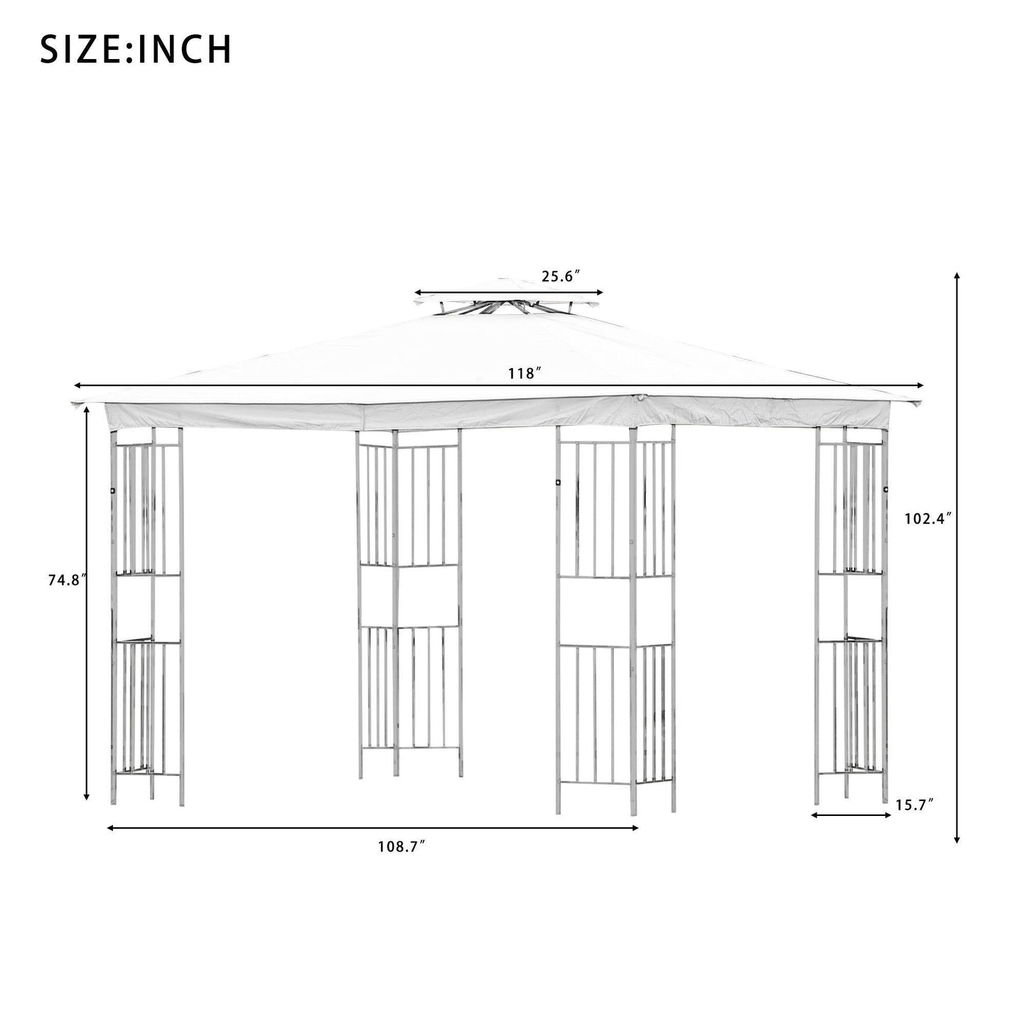 U_STYLE Patio Gazebos for Patios Double Roof Soft Canopy Garden Backyard Gazebo for Shade and Rain,Beige FredCo