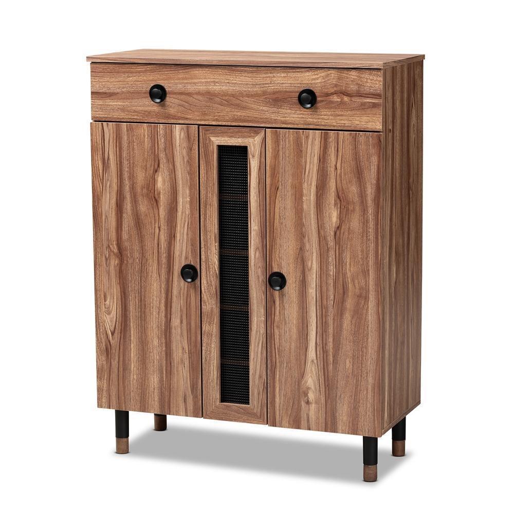 Valina Modern and Contemporary 2-Door Wood Entryway Shoe Storage Cabinet with Drawer FredCo