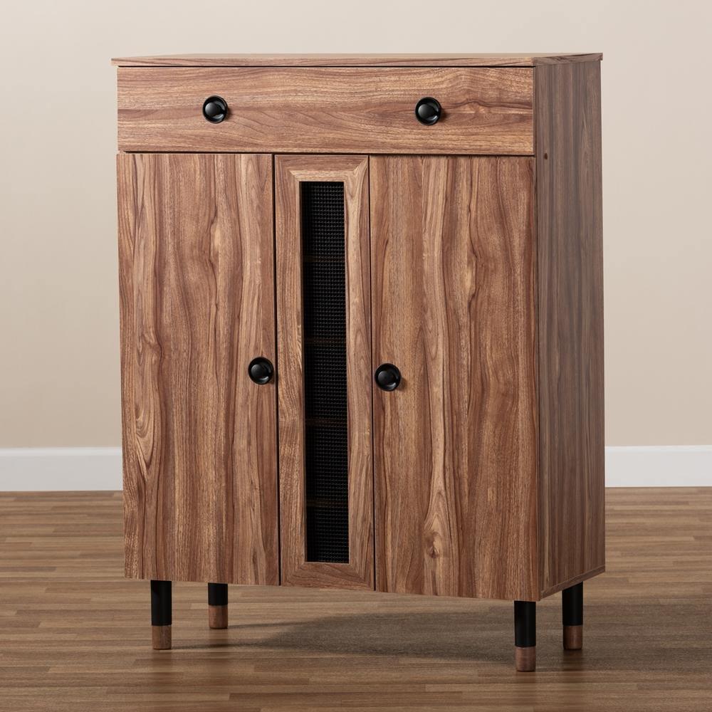 Valina Modern and Contemporary 2-Door Wood Entryway Shoe Storage Cabinet with Drawer FredCo