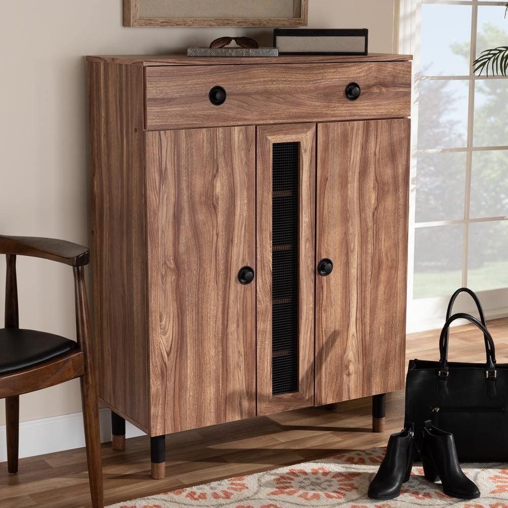 Valina Modern and Contemporary 2-Door Wood Entryway Shoe Storage Cabinet with Drawer FredCo