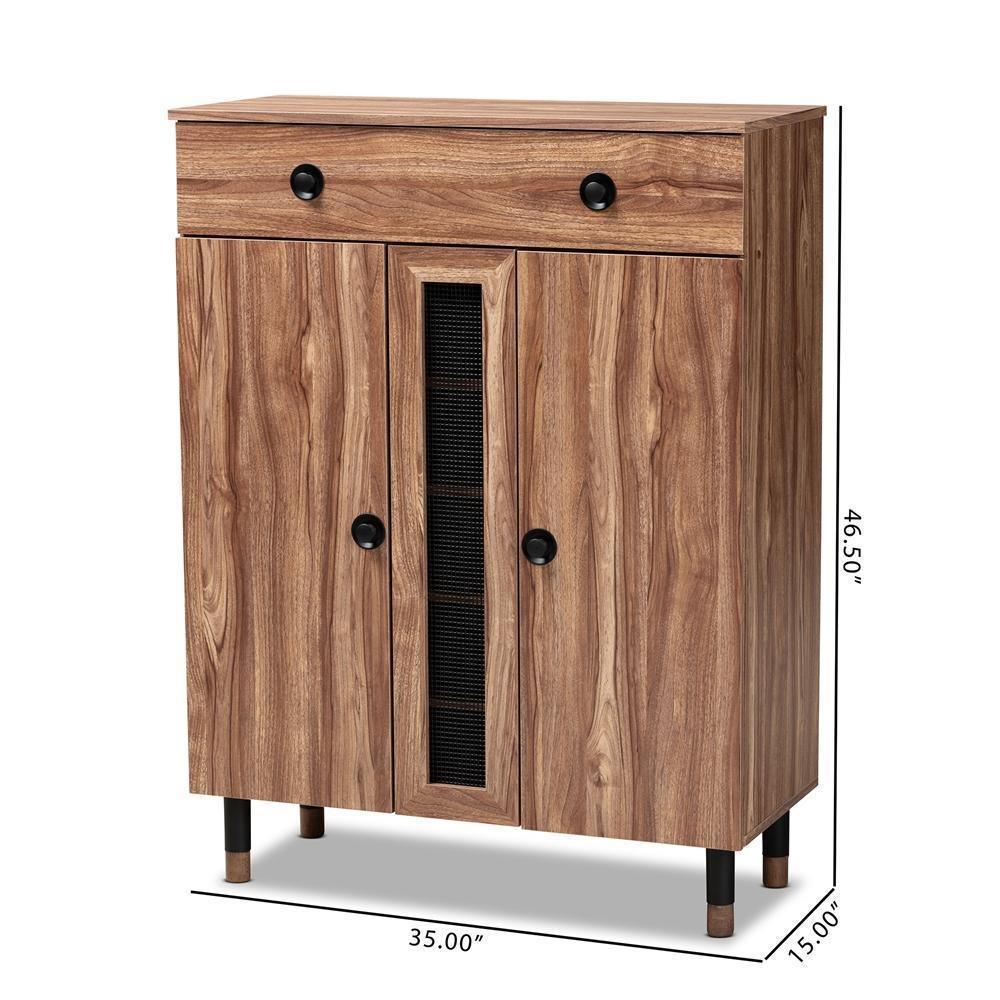 Valina Modern and Contemporary 2-Door Wood Entryway Shoe Storage Cabinet with Drawer FredCo