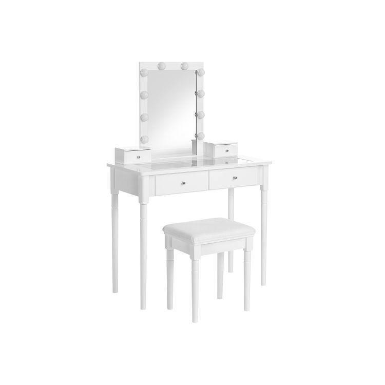 Vanity Set With Cushioned Stool, White FredCo