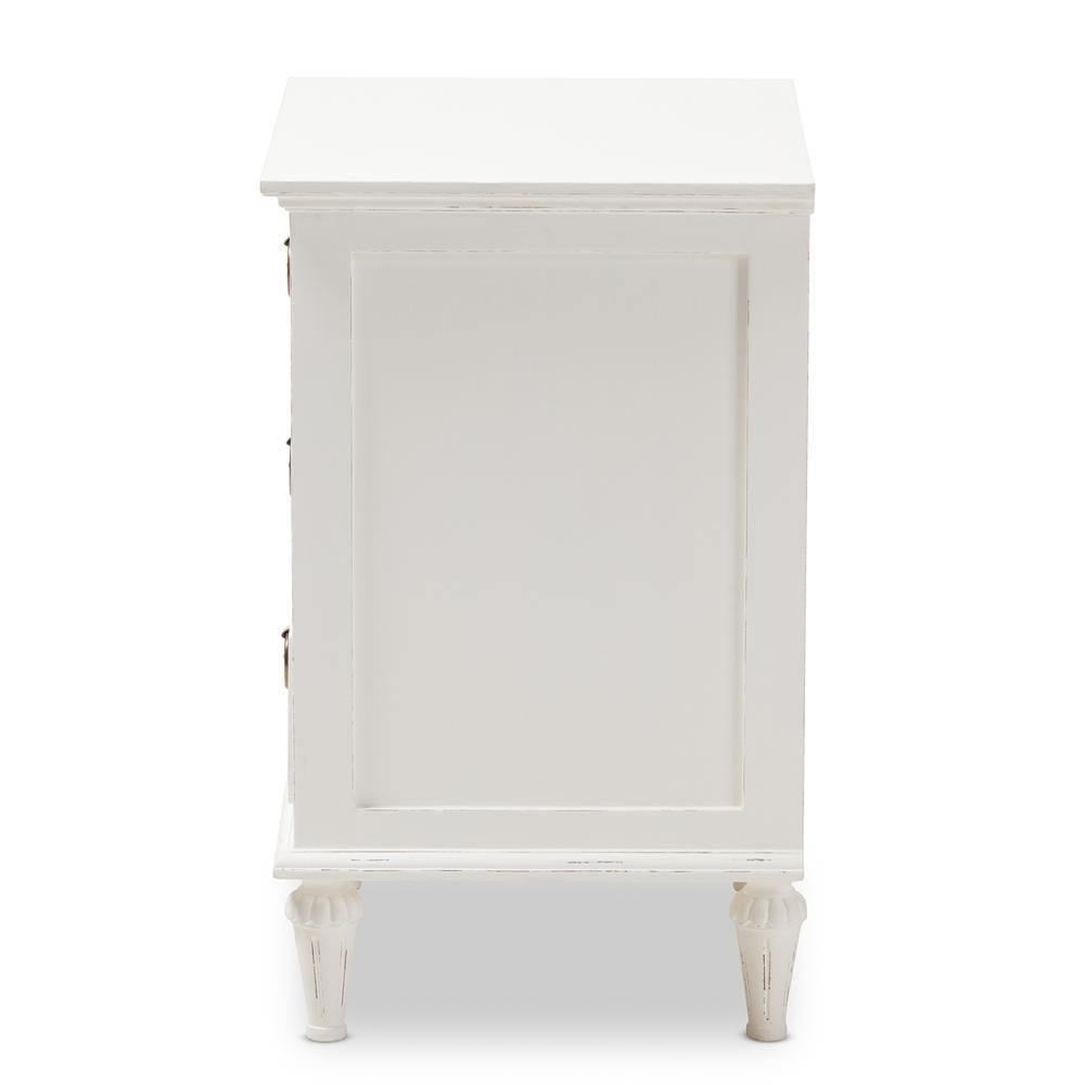 Venezia French-Inspired Rustic Whitewash Wood 3-Drawer Nightstand FredCo