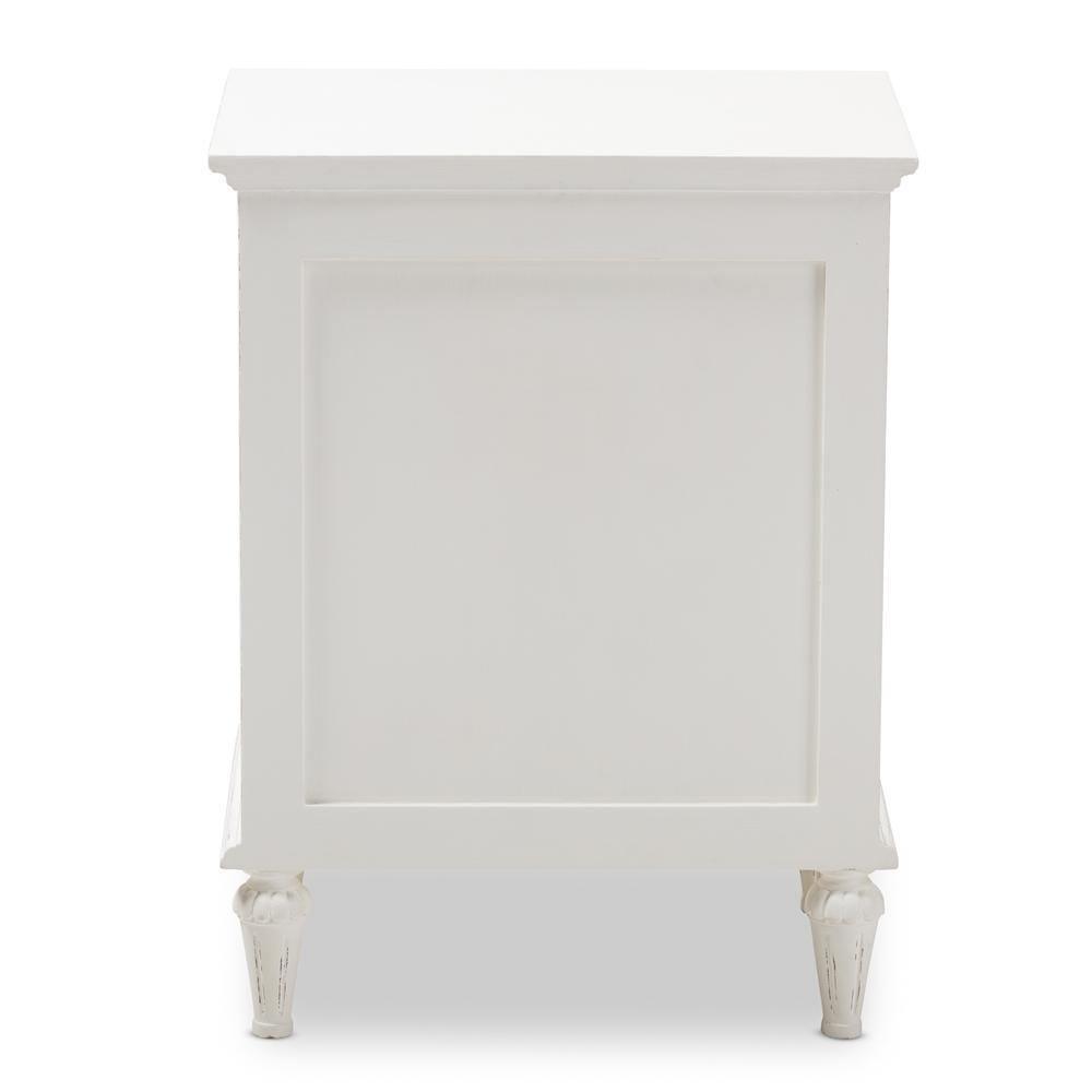 Venezia French-Inspired Rustic Whitewash Wood 3-Drawer Nightstand FredCo