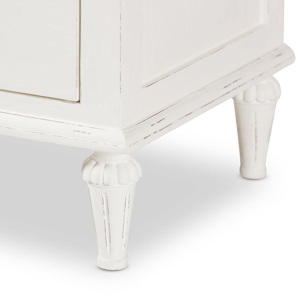 Venezia French-Inspired Rustic Whitewash Wood 3-Drawer Nightstand FredCo