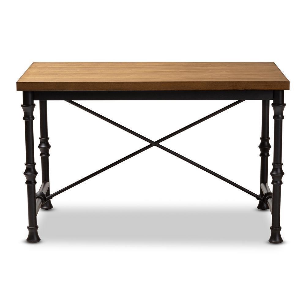 Verdin Vintage Rustic Industrial Style Wood and Dark Bronze-finished Criss Cross Desk FredCo