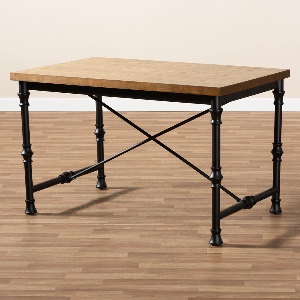 Verdin Vintage Rustic Industrial Style Wood and Dark Bronze-finished Criss Cross Desk FredCo