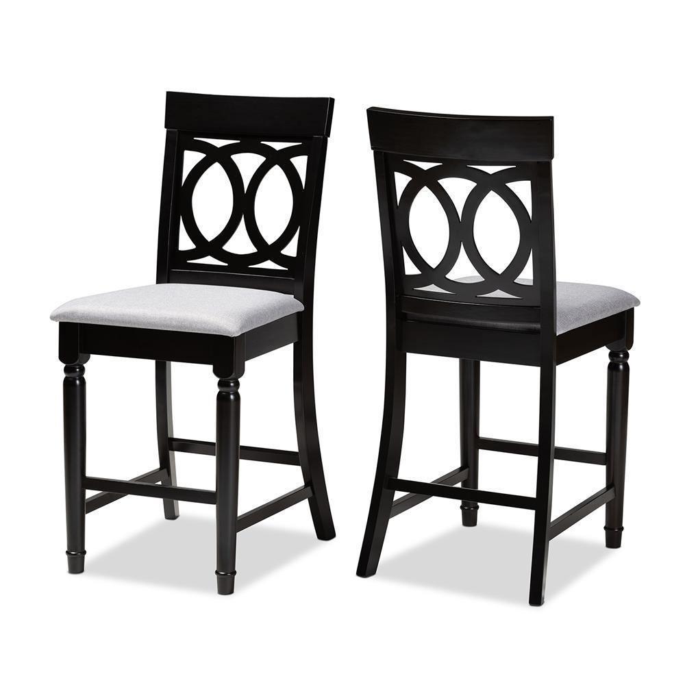 Verina Modern and Contemporary Grey Fabric Upholstered Espresso Brown Finished Wood Counter Stool (Set of 2) FredCo