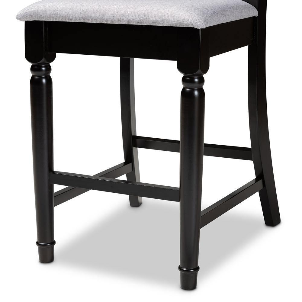 Verina Modern and Contemporary Grey Fabric Upholstered Espresso Brown Finished Wood Counter Stool (Set of 2) FredCo