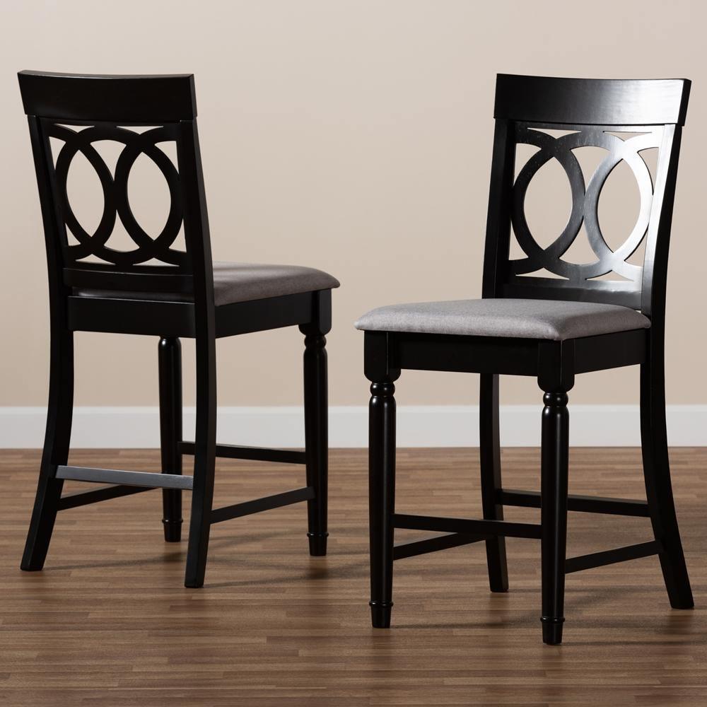Verina Modern and Contemporary Grey Fabric Upholstered Espresso Brown Finished Wood Counter Stool (Set of 2) FredCo