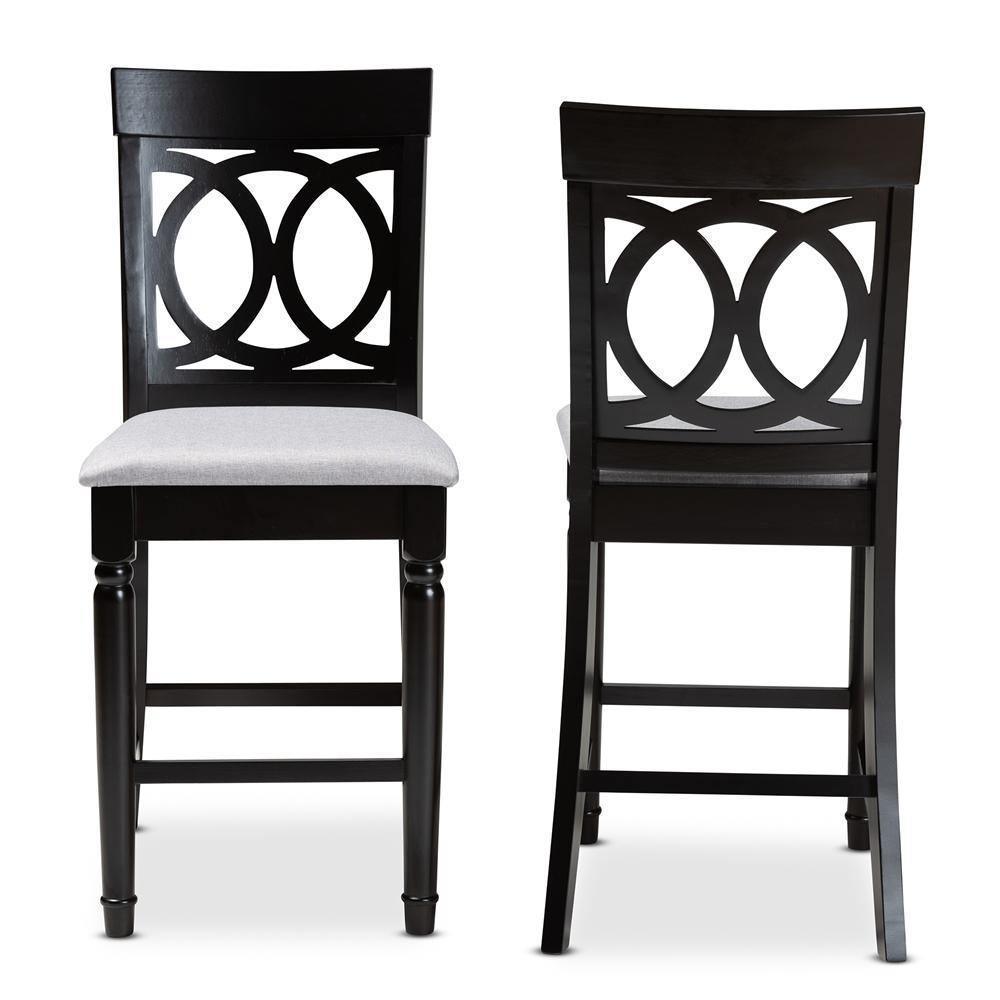 Verina Modern and Contemporary Grey Fabric Upholstered Espresso Brown Finished Wood Counter Stool (Set of 2) FredCo
