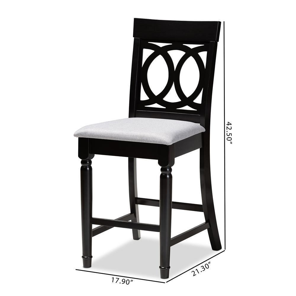 Verina Modern and Contemporary Grey Fabric Upholstered Espresso Brown Finished Wood Counter Stool (Set of 2) FredCo