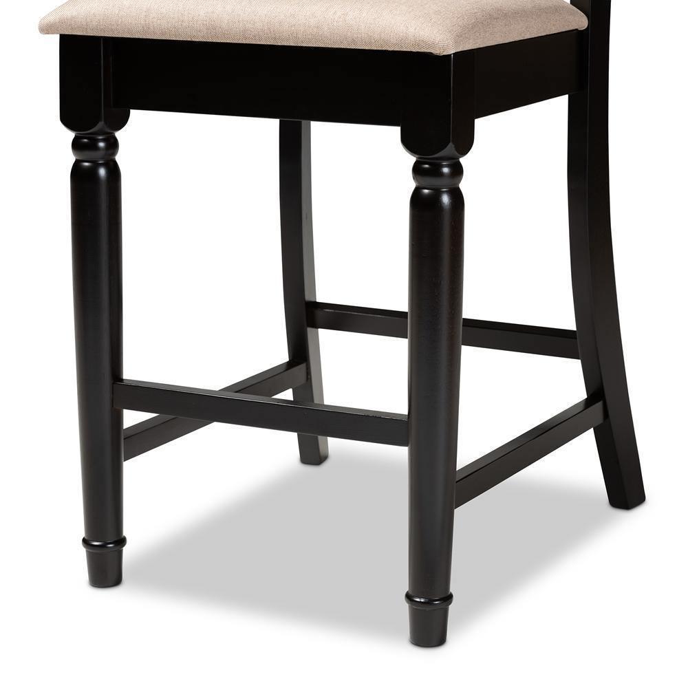Verina Modern and Contemporary Sand Fabric Upholstered Espresso Brown Finished Wood Counter Stool (Set of 2) FredCo