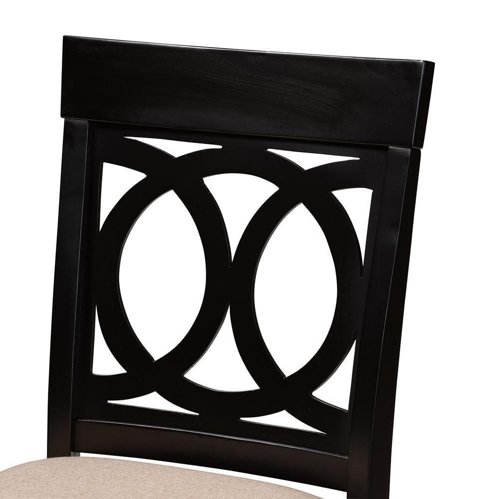 Verina Modern and Contemporary Sand Fabric Upholstered Espresso Brown Finished Wood Counter Stool (Set of 2) FredCo