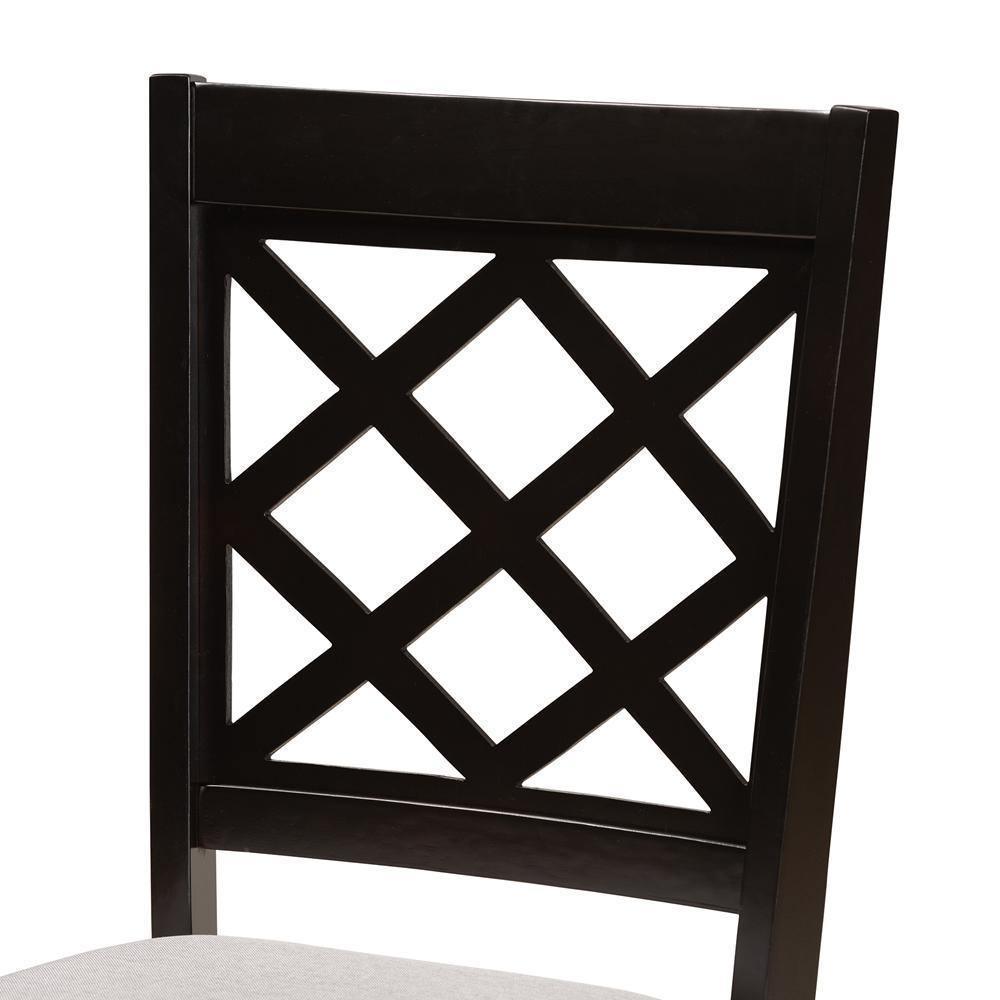 Verner Modern and Contemporary Grey Fabric Upholstered and Dark Brown Finished Wood 7-Piece Dining Set FredCo