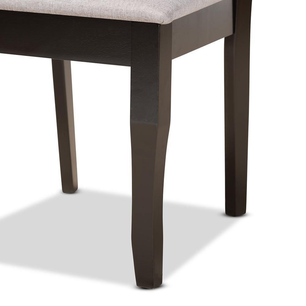 Verner Modern and Contemporary Grey Fabric Upholstered and Dark Brown Finished Wood 7-Piece Dining Set FredCo