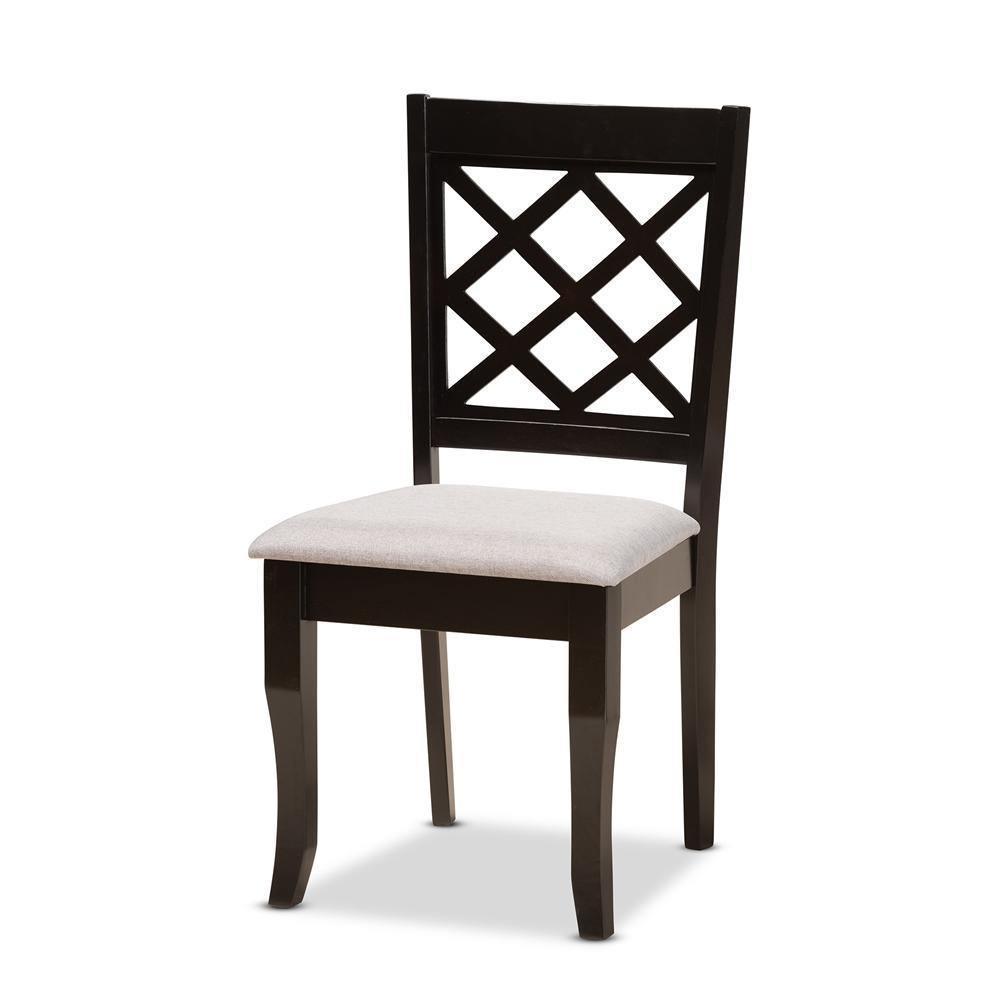 Verner Modern and Contemporary Grey Fabric Upholstered and Dark Brown Finished Wood 7-Piece Dining Set FredCo