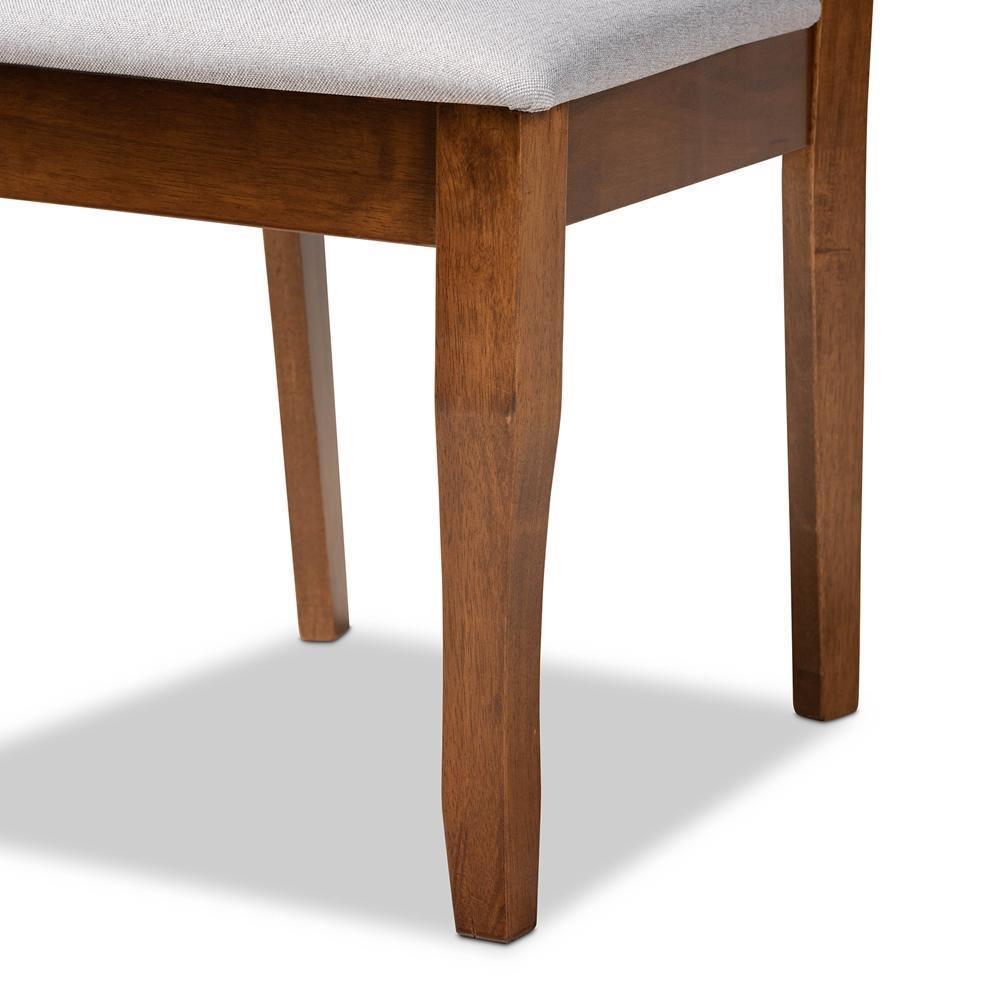 Verner Modern and Contemporary Grey Fabric Upholstered and Walnut Brown Finished Wood 7-Piece Dining Set FredCo