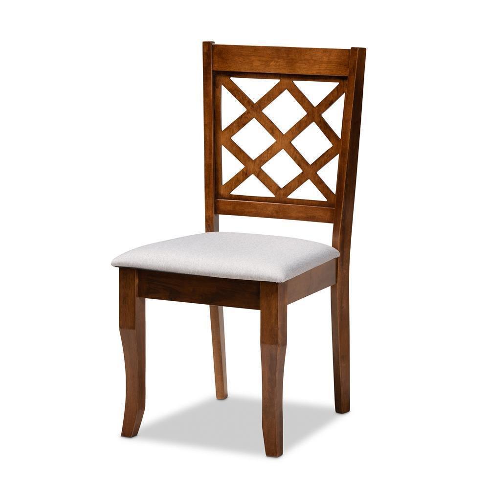 Verner Modern and Contemporary Grey Fabric Upholstered and Walnut Brown Finished Wood 7-Piece Dining Set FredCo
