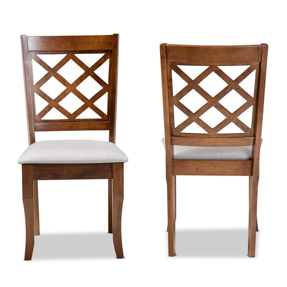 Verner Modern and Contemporary Grey Fabric Upholstered Walnut Finished Wood 2-Piece Dining Chair Set FredCo