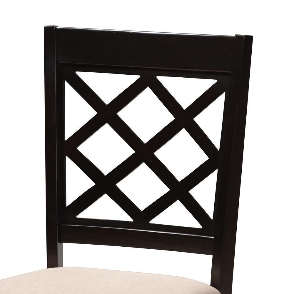 Verner Modern and Contemporary Sand Fabric Upholstered Espresso Brown Finished 5-Piece Wood Dining Set FredCo