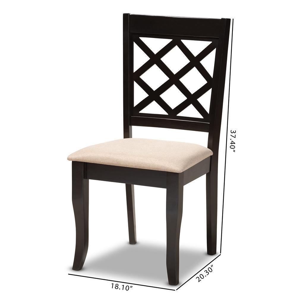 Verner Modern and Contemporary Sand Fabric Upholstered Espresso Brown Finished Wood Dining Chair (Set of 4) FredCo