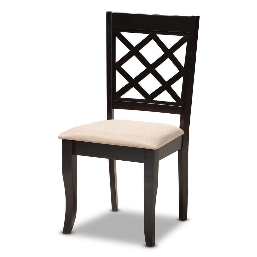 Verner Modern and Contemporary Sand Fabric Upholstered Espresso Brown Finished Wood Dining Chair (Set of 4) FredCo