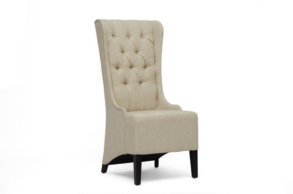 Vincent Beige Linen Modern Accent Chair FredCo