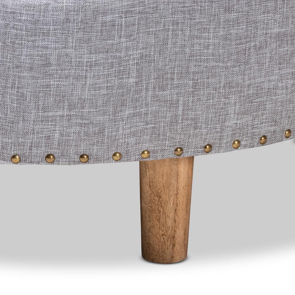 Vinet Modern and Contemporary Light Gray Fabric Upholstered Natural Wood Cocktail Ottoman FredCo