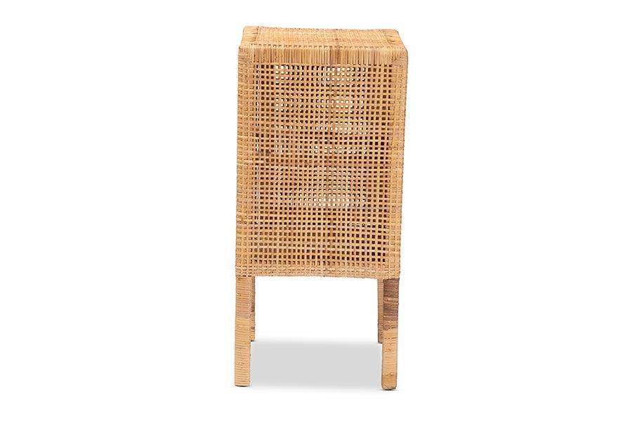 Vivan Modern Bohemian Natural Brown Rattan 1-Door Nightstand FredCo