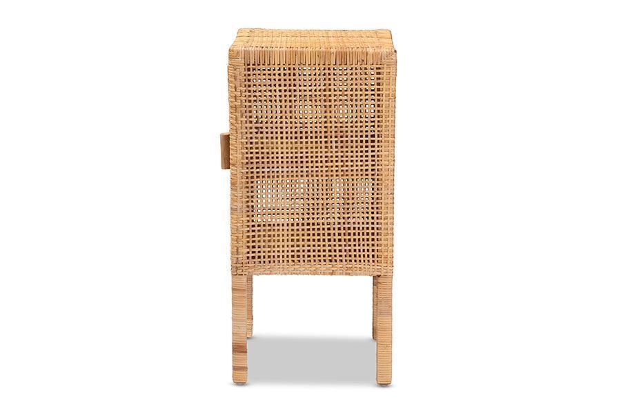Vivan Modern Bohemian Natural Brown Rattan 1-Door Nightstand FredCo