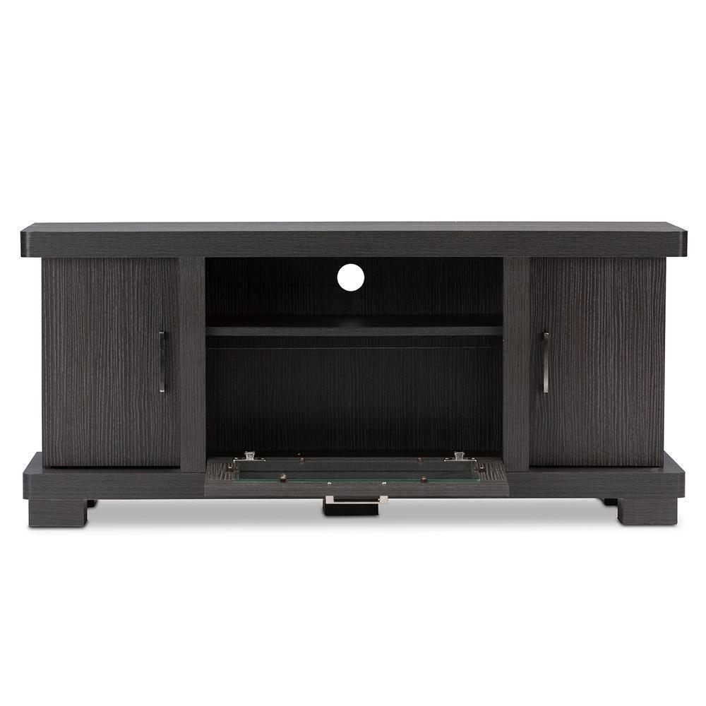 Viveka 47-Inch Greyish Dark Brown Wood TV Cabinet with 2 Doors FredCo