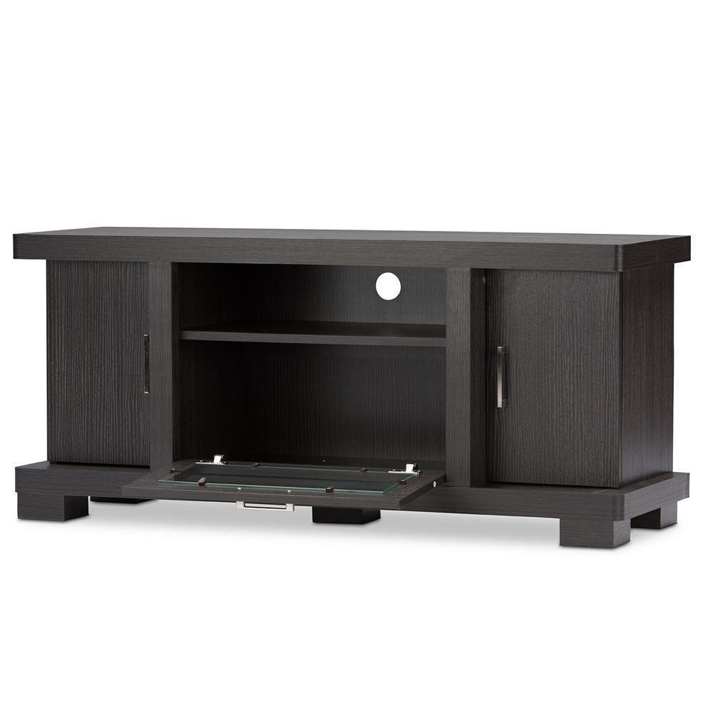 Viveka 47-Inch Greyish Dark Brown Wood TV Cabinet with 2 Doors FredCo