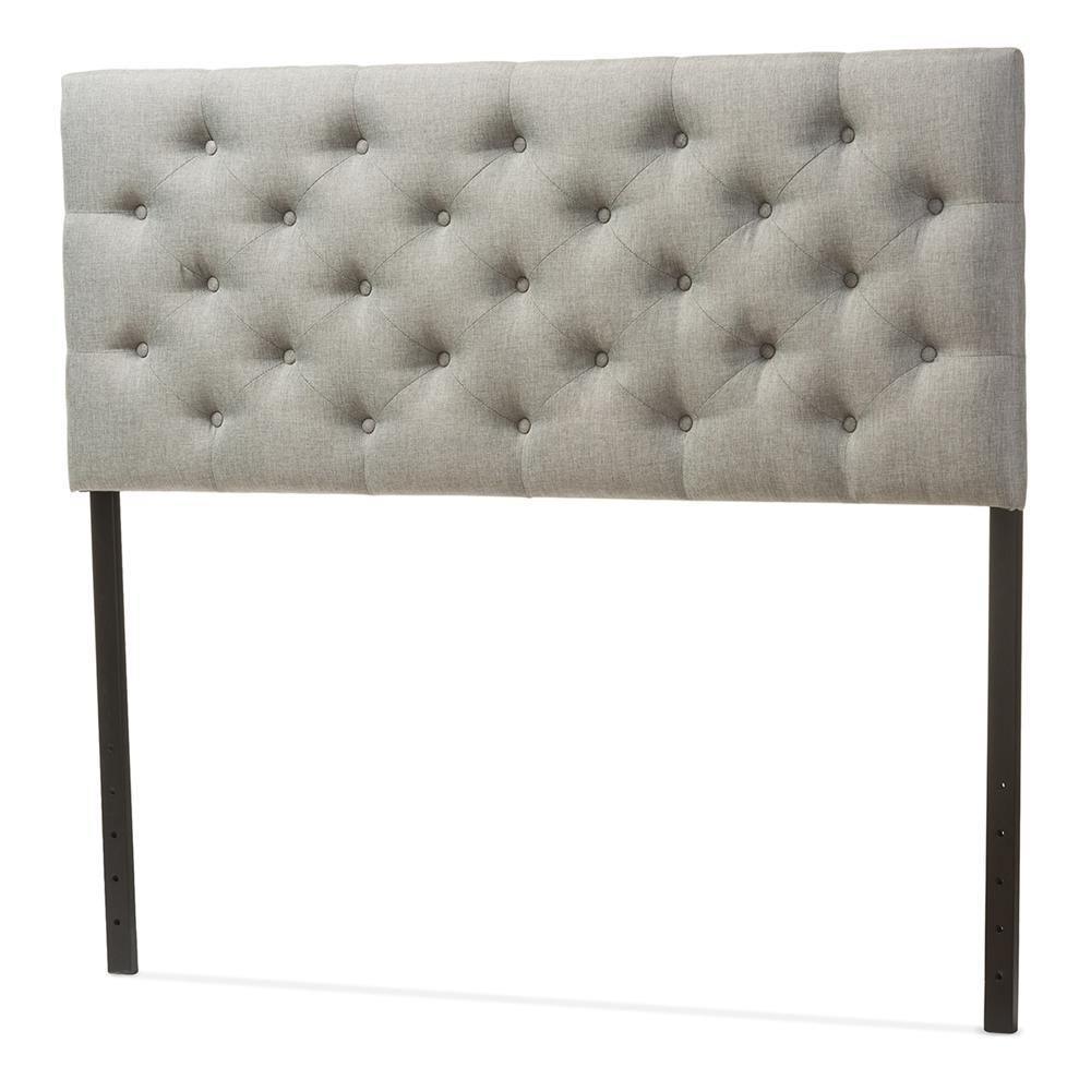 Viviana Modern and Contemporary Grey Fabric Upholstered Button-tufted Full Size Headboard FredCo