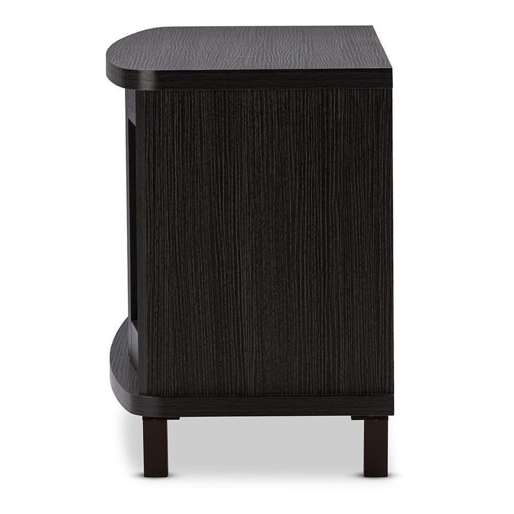 Walda 60-Inch Greyish Dark Brown Wood TV Cabinet with 2 Sliding Doors and 1 Drawer FredCo