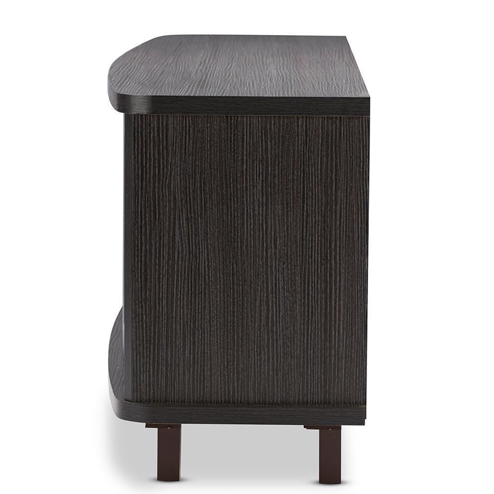 Walda 70-Inch Greyish Dark Brown Wood TV Cabinet with 2 Sliding Doors and 2 Drawers FredCo