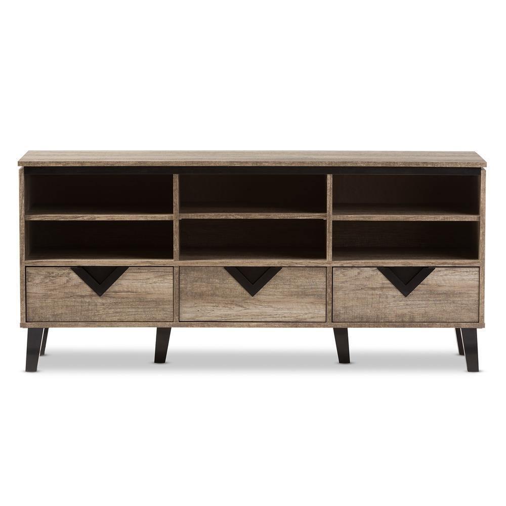 Wales Modern and Contemporary Light Brown Wood 55-Inch TV Stand FredCo