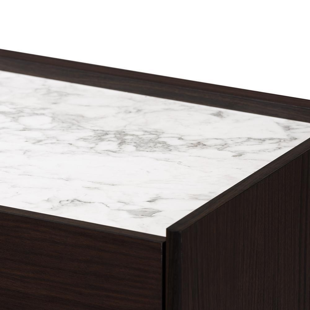 Walker Modern and Contemporary Dark Brown and Gold Finished Wood 5-Drawer Chest with Faux Marble Top FredCo