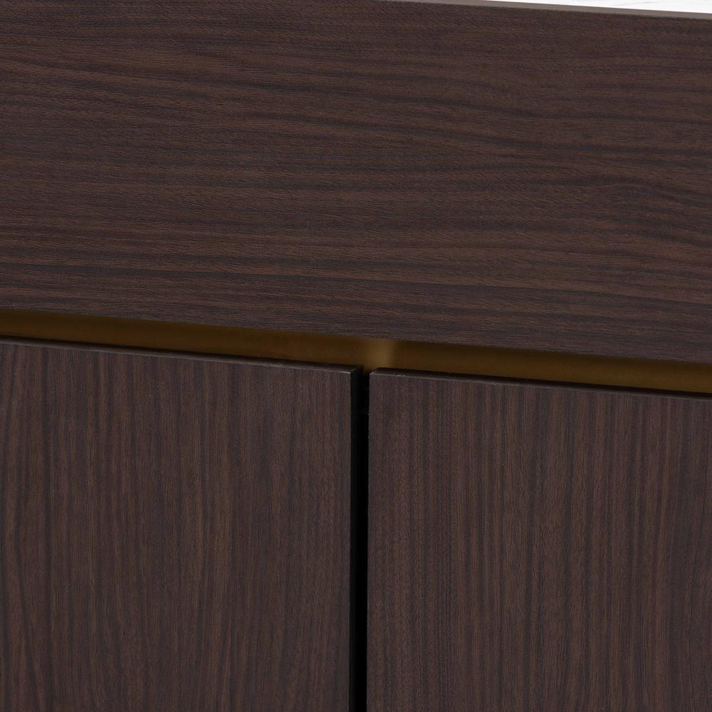 Walker Modern and Contemporary Dark Brown and Gold Finished Wood Shoe Cabinet with Faux Marble Top FredCo