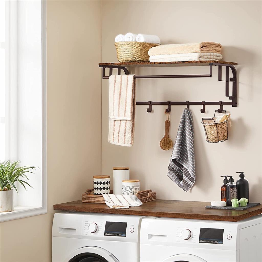 Wall 5 Hook Rack with Hanging Rail FredCo