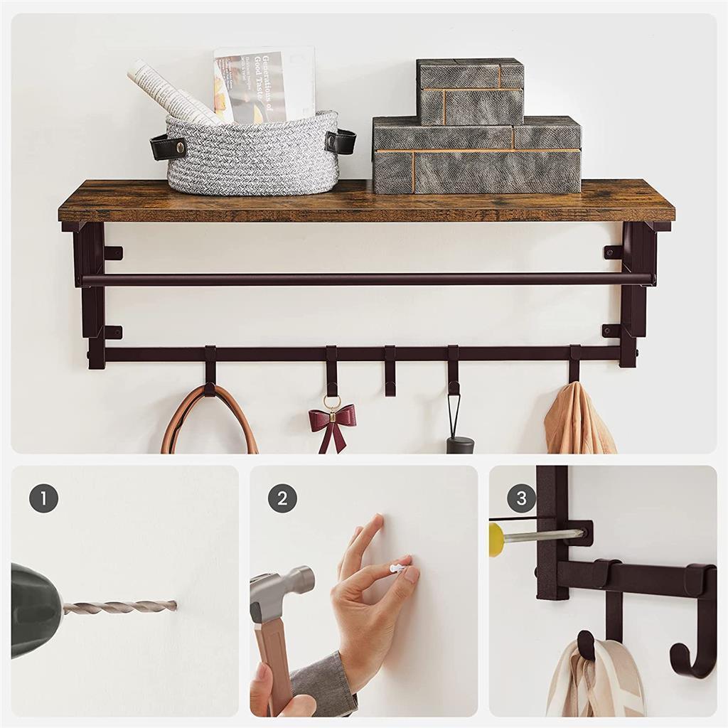 Wall 5 Hook Rack with Hanging Rail FredCo