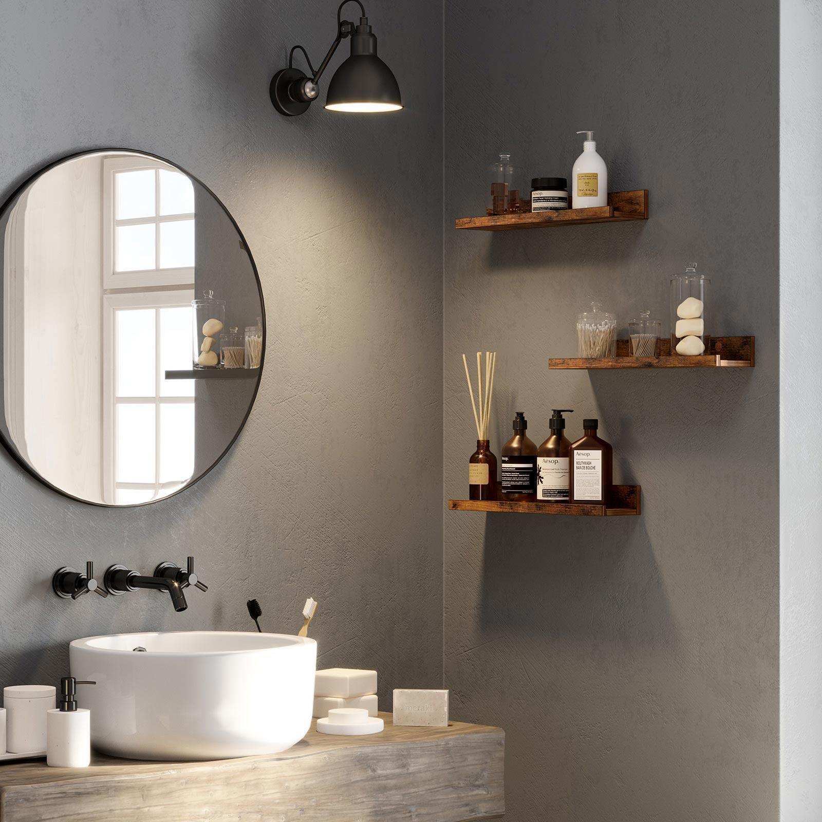 Wall Shelves Set of 3 Rustic Brown FredCo