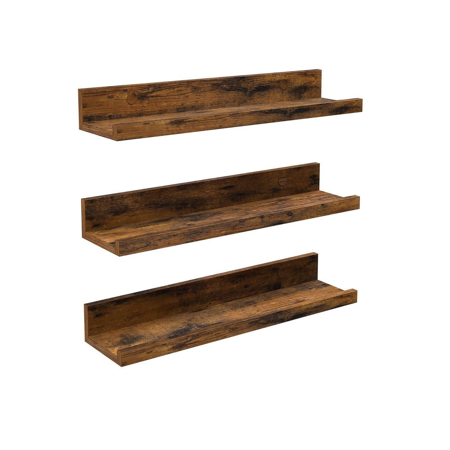Wall Shelves Set of 3 Rustic Brown FredCo