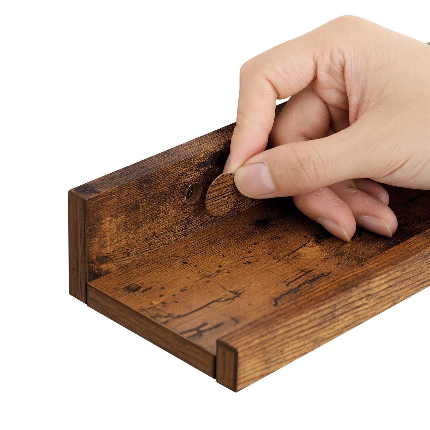 Wall Shelves Set of 3 Rustic Brown FredCo