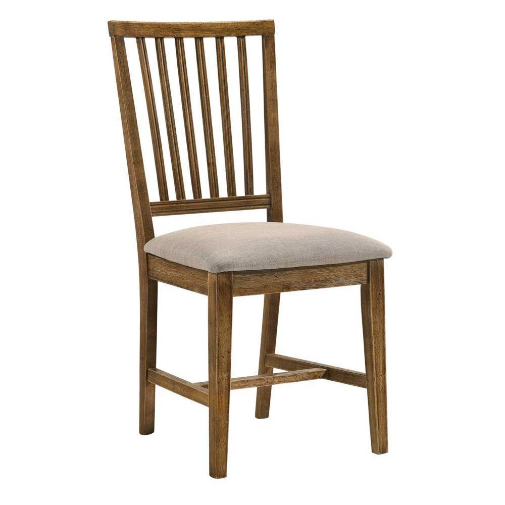 Wallace II Side Chair (Set-2) Tan Linen & Weathered Oak FredCo