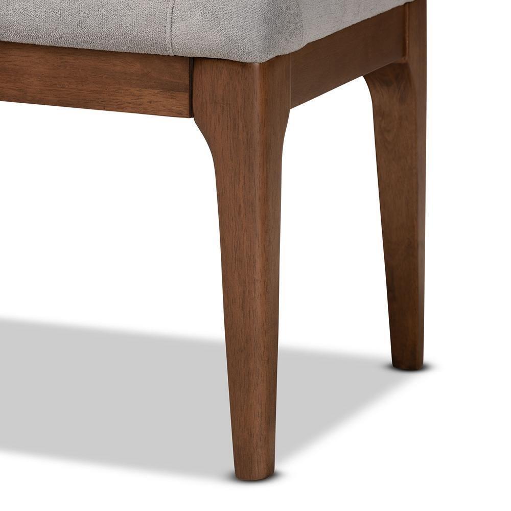 Walsh Mid-Century Modern Grey Fabric Upholstered and Walnut Brown Finished Wood Dining Bench FredCo