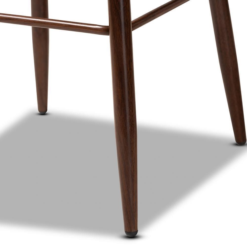 Walter Mid-Century Contemporary Grey Velvet Fabric Upholstered and Walnut Finished 4-Piece Bar Stool Set FredCo