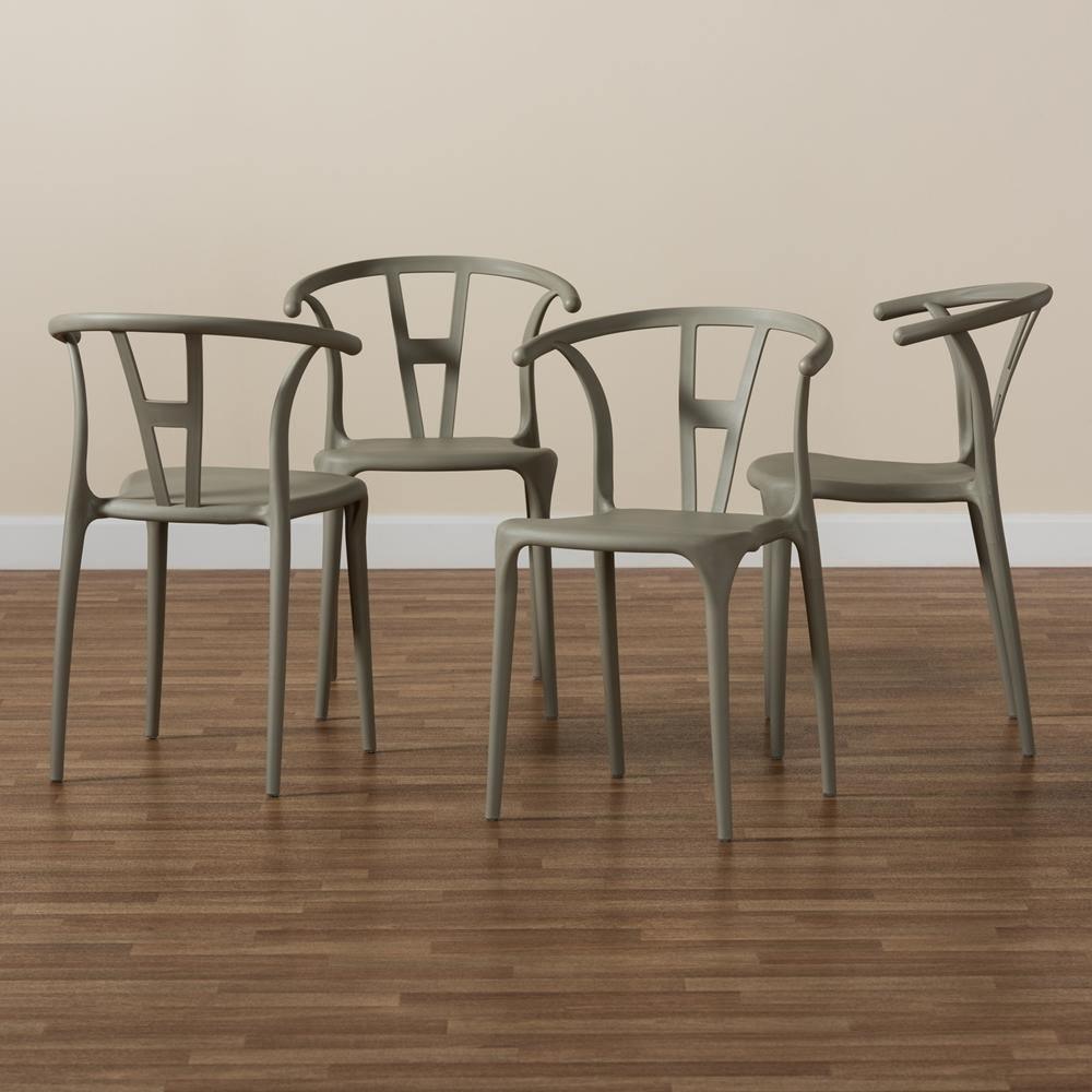 Warner Modern and Contemporary Beige Plastic 4-Piece Dining Chair Set FredCo