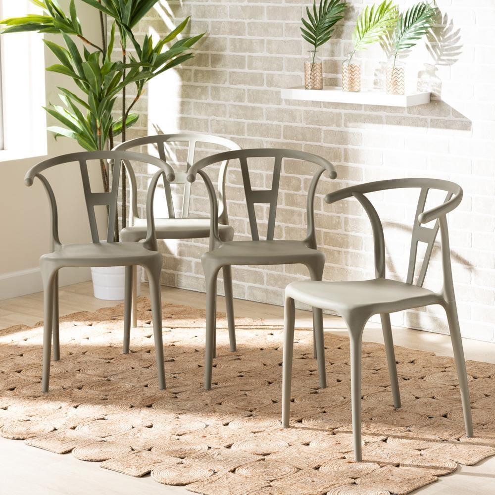 Warner Modern and Contemporary Beige Plastic 4-Piece Dining Chair Set FredCo