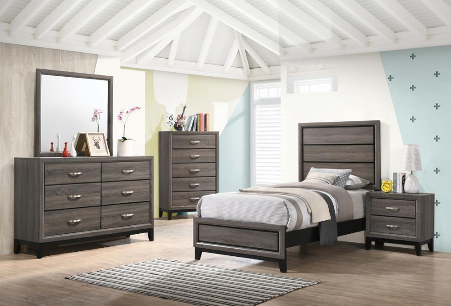 Watson 5-piece Twin Panel Bedroom Set Grey Oak Coaster FredCo